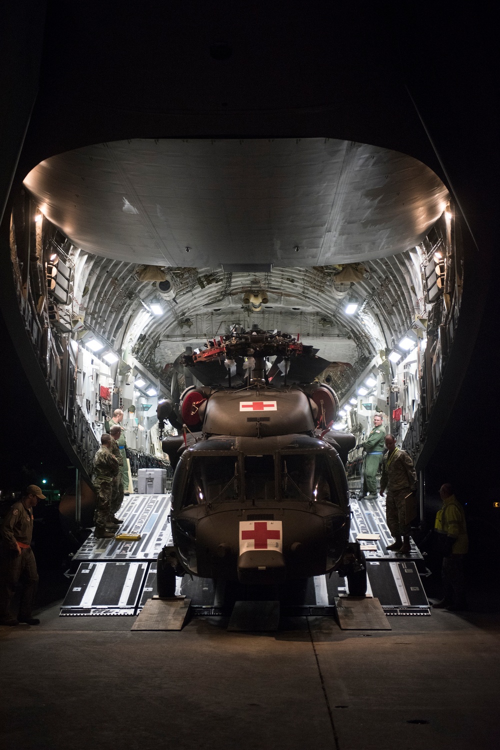 HH-60M Black Hawk offloaded from C-17 Globemaster III