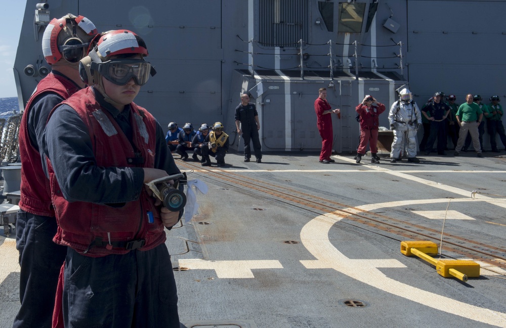 USS Sampson Conducts Firefighting Drill