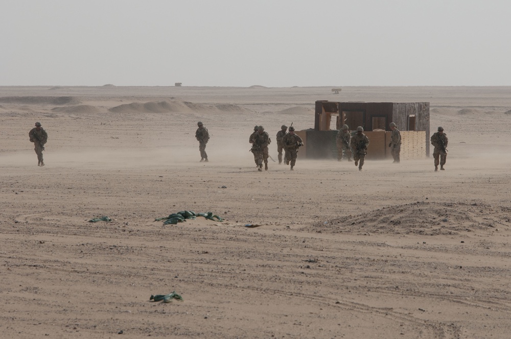 Infantrymen egress the objective on foot