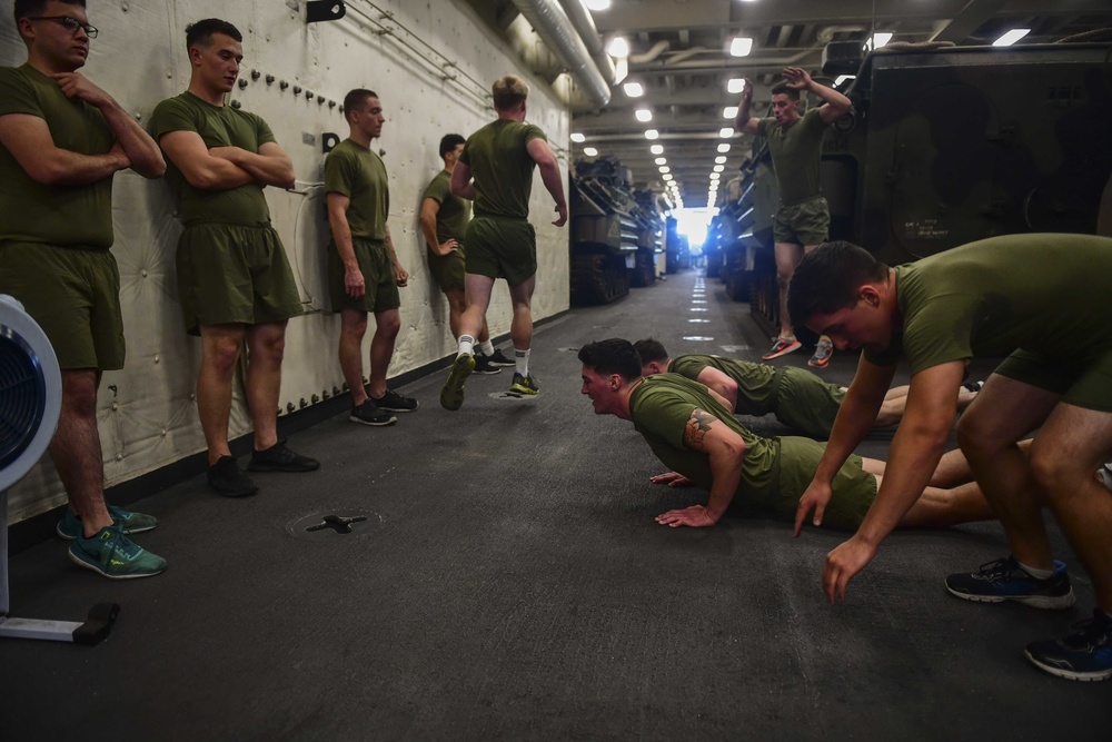 USS San Diego (LPD 22) Embarked Marines Participate in Corporal's Course