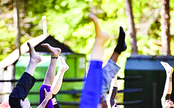 Quantico says Namaste at Prince William Forest Park
