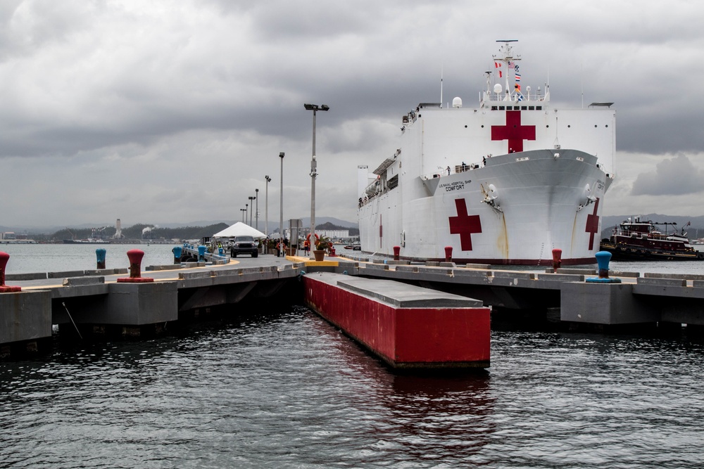 The USNS Comfort ports in San Juan