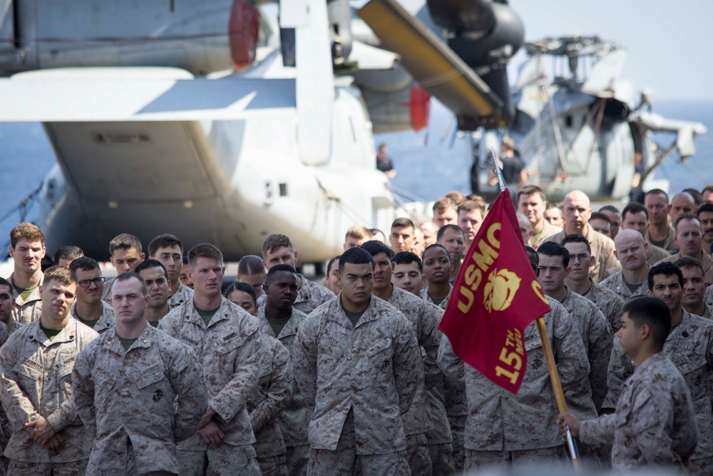 15th MEU formation aboard USS America (LHA 6)