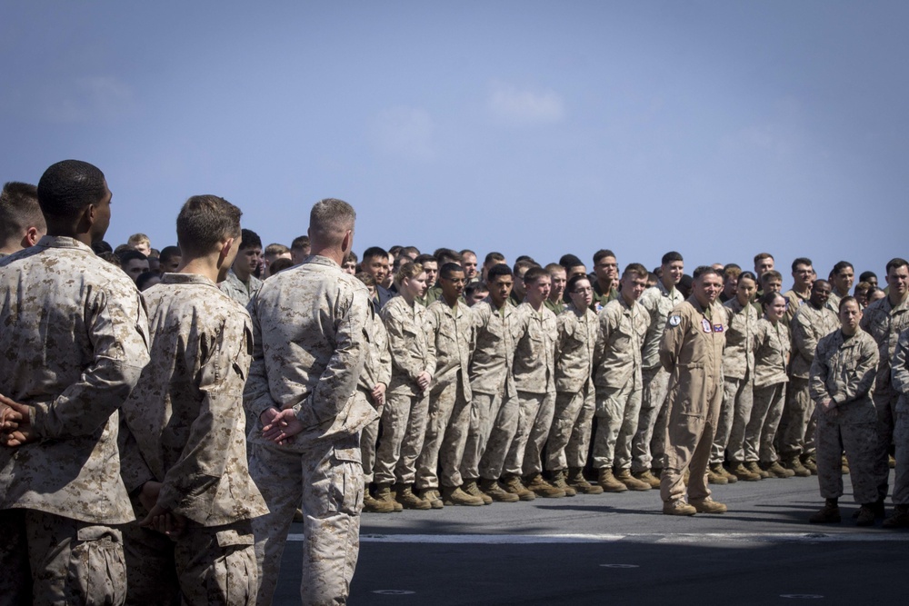 15th MEU formation aboard USS America (LHA 6)