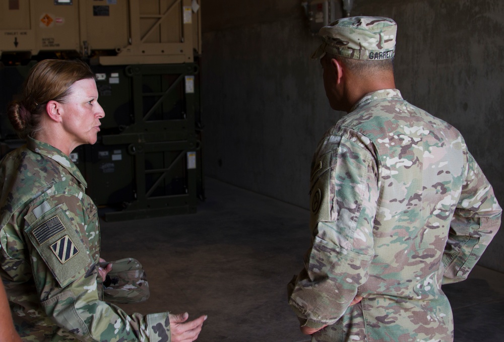 Lt. Gen. Michael Garrett visits theater reserve storages in Qatar