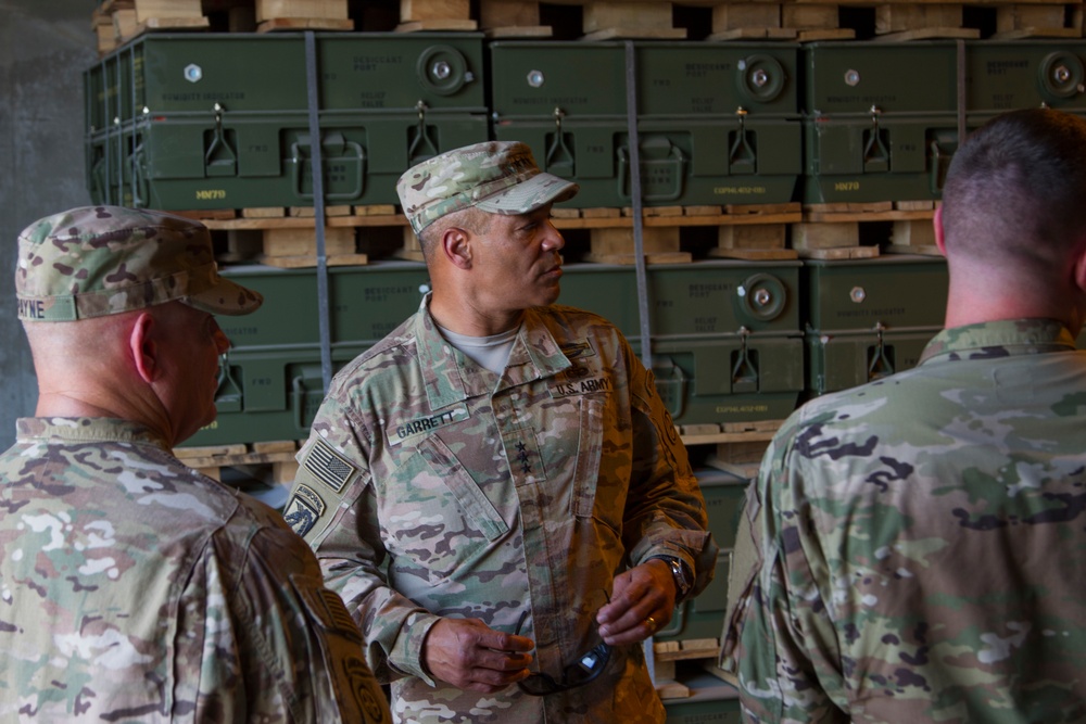 Lt. Gen. Michael Garrett visits theater reserve storages in Qatar