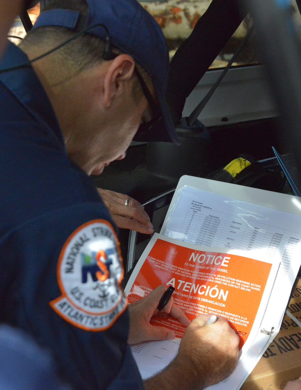 Maria ESF-10 PR Unified Command responders evaluate damaged vessels in Puerto Rico