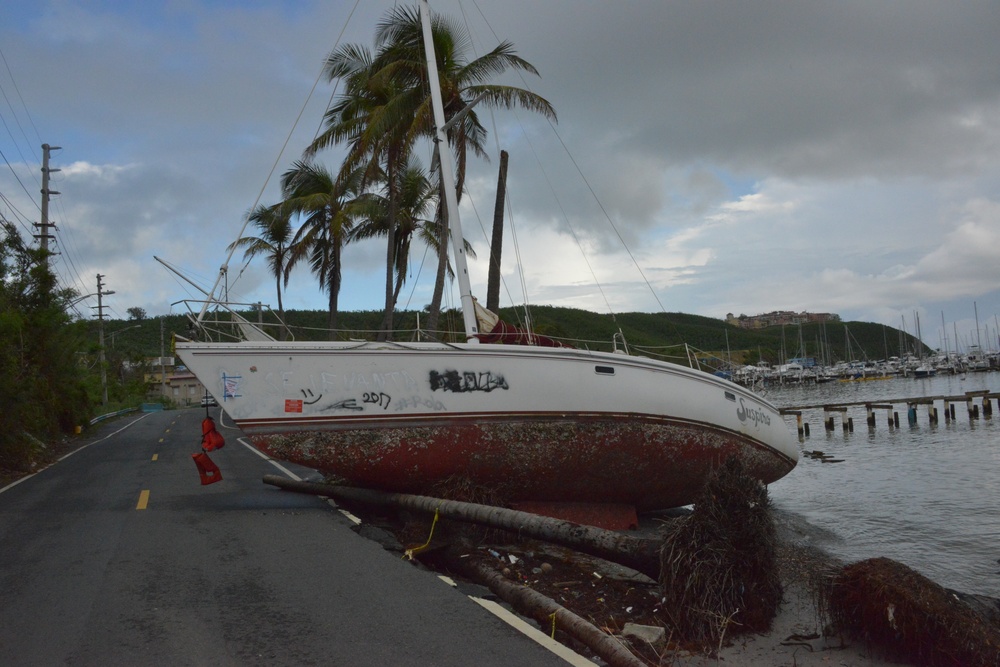 Maria ESF-10 PR Unified Command responders evaluate damaged vessels in Puerto Rico
