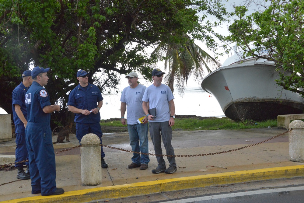 Maria ESF-10 PR Unified Command responders evaluate damaged vessels in Puerto Rico