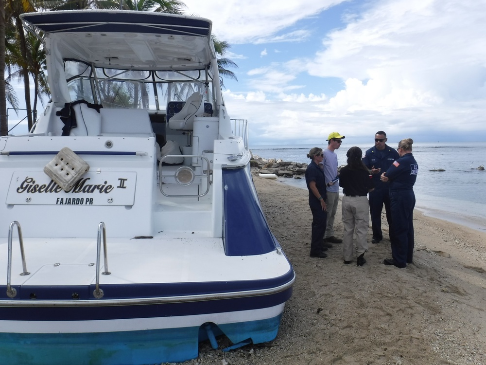 Maria ESF-10 PR Unified Command responders evaluate damaged vessels in Puerto Rico