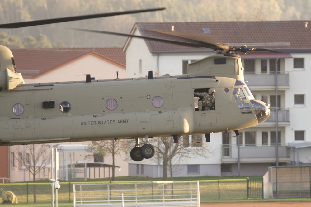 2-227th Aviation Regiment, 1st Air Cavalry Brigade helicopters arrive at Katterbach Army Airfield in Ansbach, Bavaria, Germany