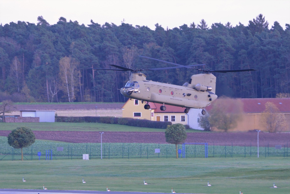 2-227th Aviation Regiment, 1st Air Cavalry Brigade helicopters arrive at Katterbach Army Airfield in Ansbach, Bavaria, Germany