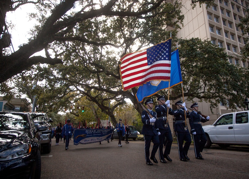 Keesler Honor Guard Marches in Veterans Parade