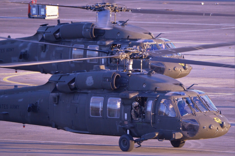 2-227th Aviation Regiment, 1st Air Cavalry Brigade helicopters arrive at Katterbach Army Airfield in Ansbach, Bavaria, Germany