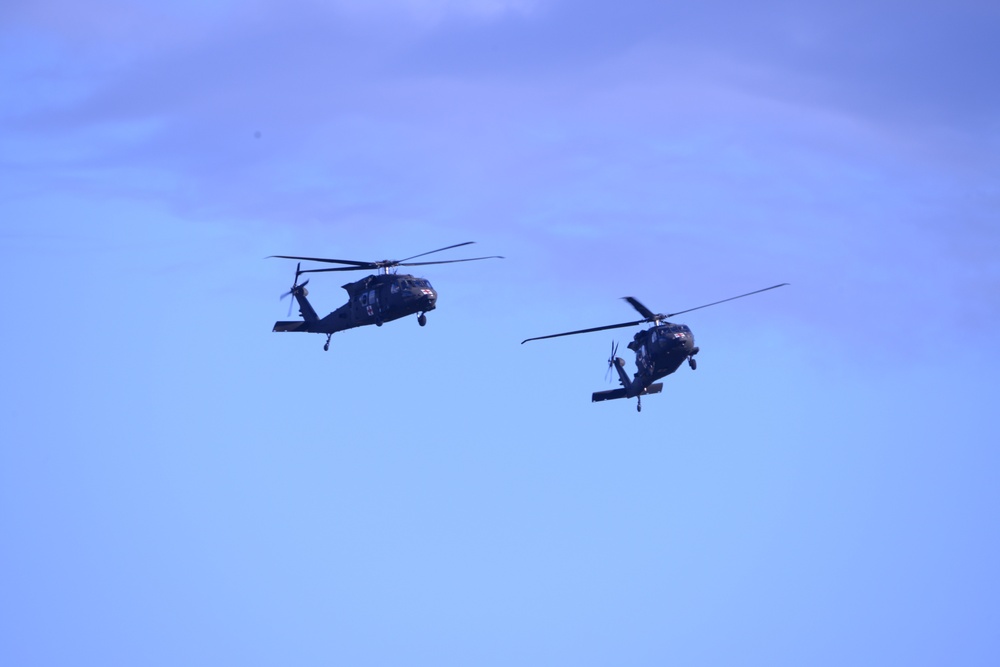 2-227th Aviation Regiment, 1st Air Cavalry Brigade helicopters arrive at Katterbach Army Airfield in Ansbach, Bavaria, Germany