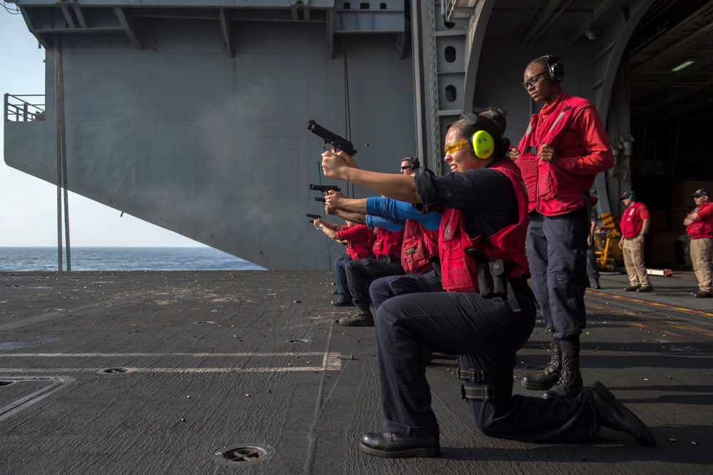 Nimitz Conducts Small Arm Qualification