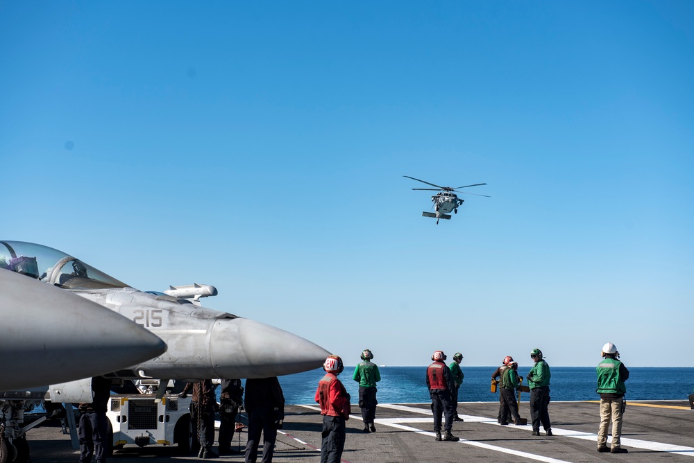 GHWB is the flagship of Carrier Strike Group (CSG) 2, which is comprised of the staff of CSG-2; GHWB; the nine squadrons and staff of Carrier Air Wing (CVW) 8; Destroyer Squadron (DESRON) 22 staff and guided-missile destroyers USS Laboon (DDG 58) and US..