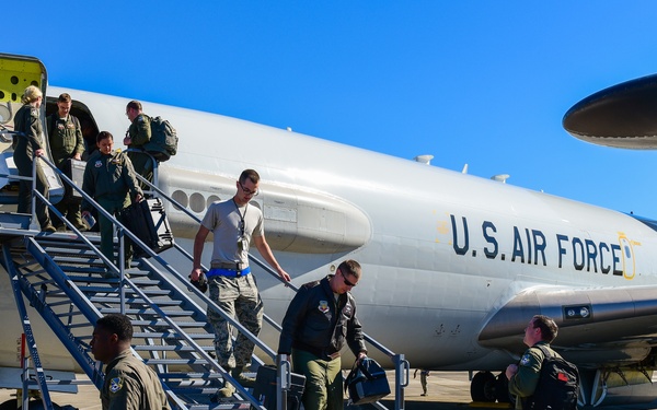 E-3 Sentry AWACS and E-8C Joint STARS working together