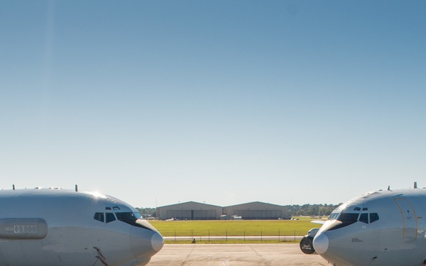 E-3 Sentry AWACS and E-8C Joint STARS working together