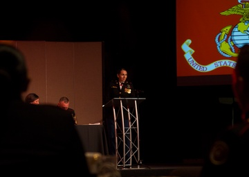 RS Dallas CO speaks at Marine Corps JROTC birthday ball