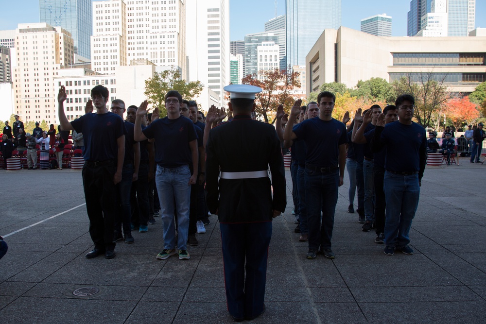 Future Marines take oath of enlistment at Dallas City Hall