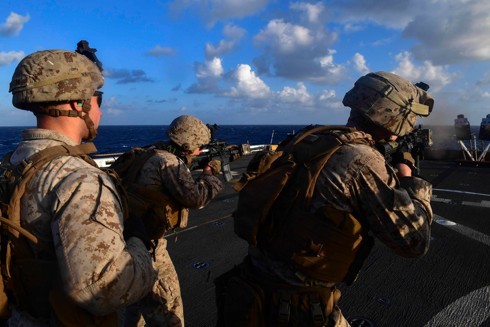 USS San Diego (LPD 22) Embarked Marines Participate in Live-Fire Exercise