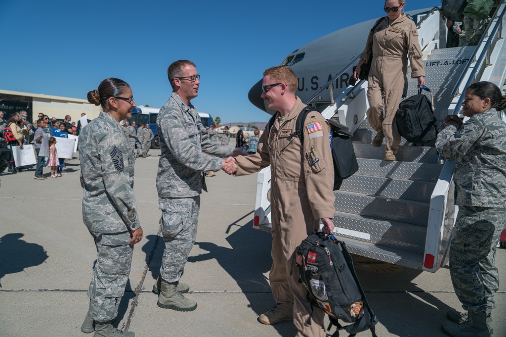 Citizen Reserve Airmen return from deployment to awaiting families at March Air Reserve Base