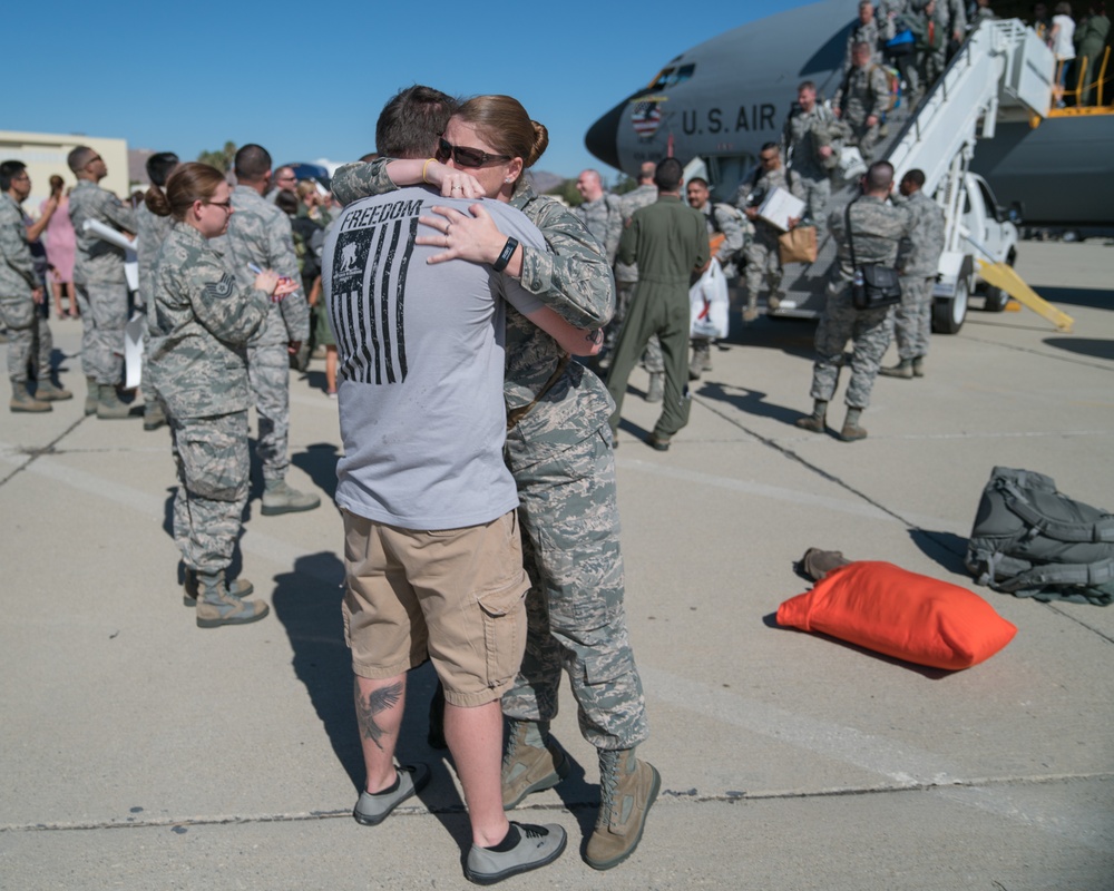 Citizen Reserve Airmen return from deployment to awaiting families at March Air Reserve Base