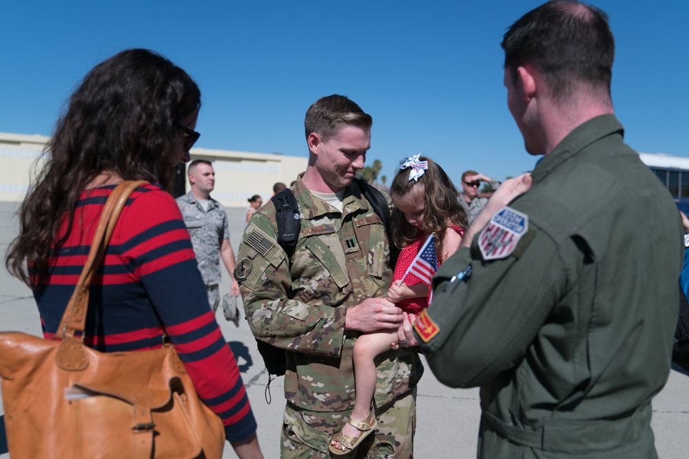 Citizen Reserve Airmen return from deployment to awaiting families at March Air Reserve Base