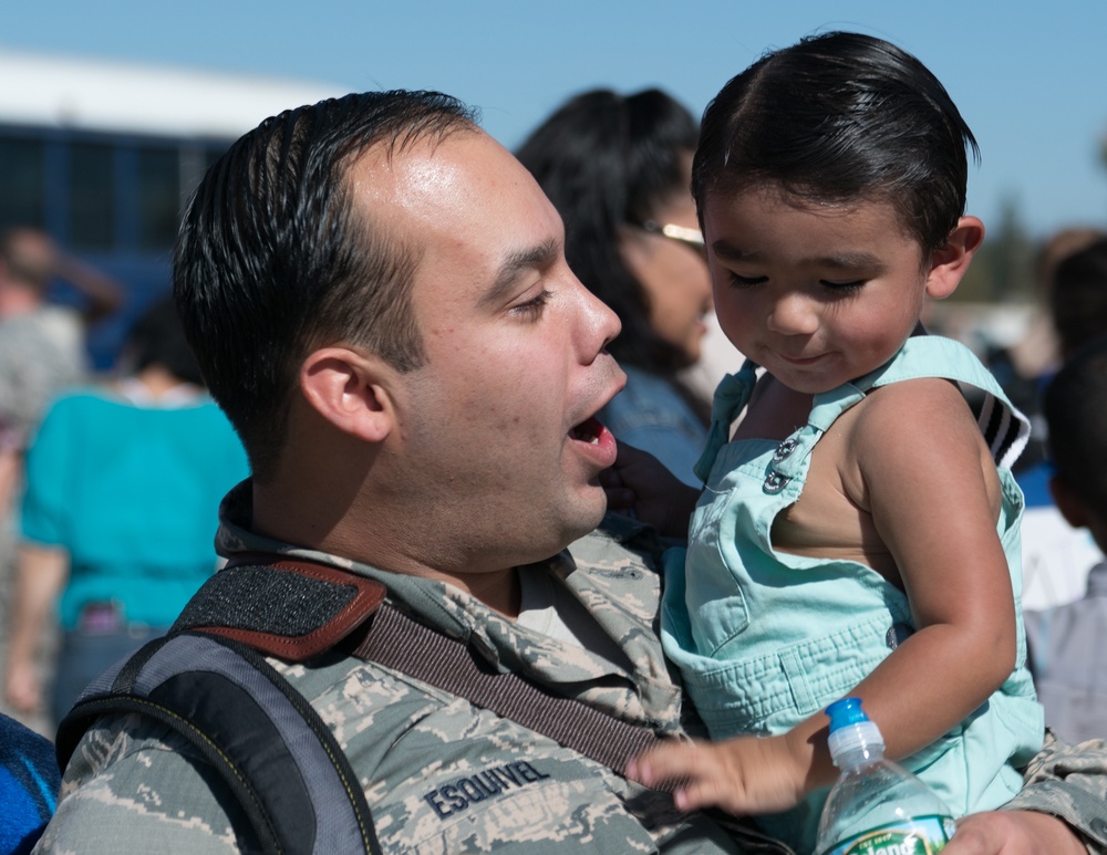 Citizen Reserve Airmen return from deployment to awaiting families at March Air Reserve Base