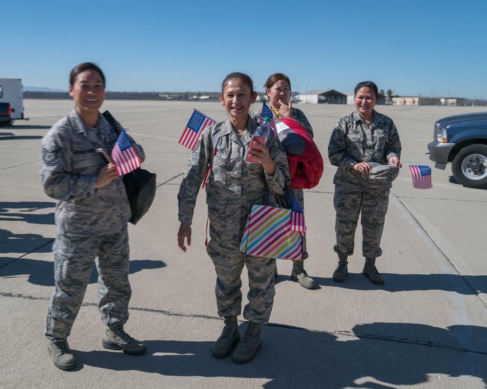 Citizen Reserve Airmen return from deployment to awaiting families at March Air Reserve Base