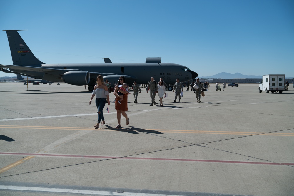 Citizen Reserve Airmen return from deployment to awaiting families at March Air Reserve Base