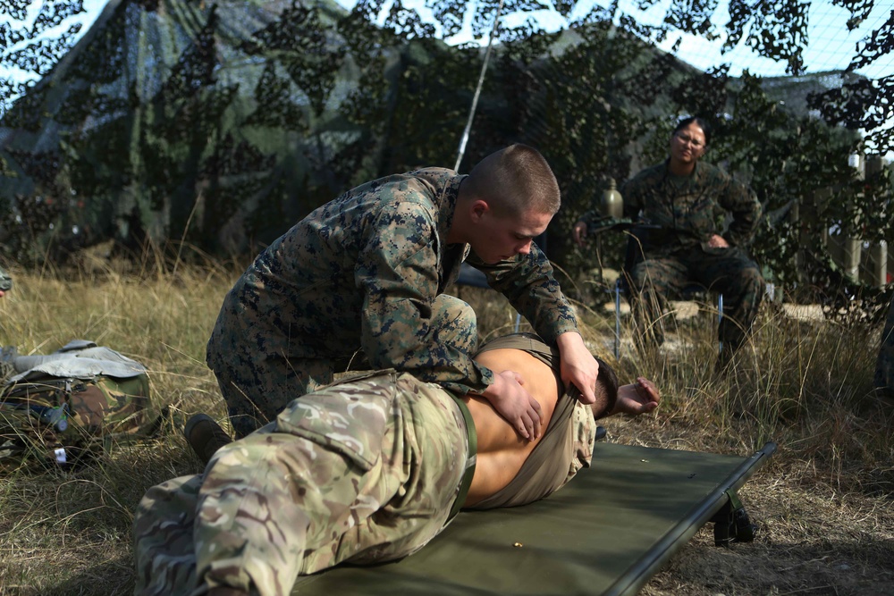 U.S. Marine and British Royal Navy Service Members Receive First Aid Training