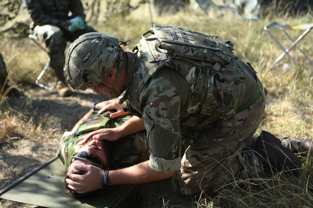 U.S. Marine and British Royal Navy Service Members Receive First Aid Training
