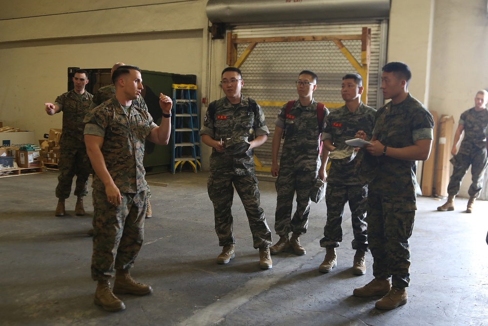 U.S. Marines host Republic of Korea Marine leaders during a 3d Marine Logistics Group command visit