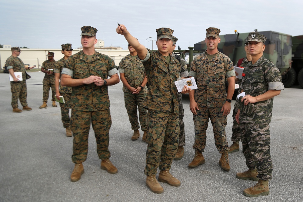 U.S. Marines host Republic of Korea Marine leaders during a 3d Marine Logistics Group command visit