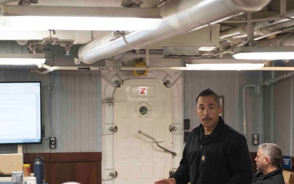 USS Lake Erie (CG 70) GMC holds fire arm training