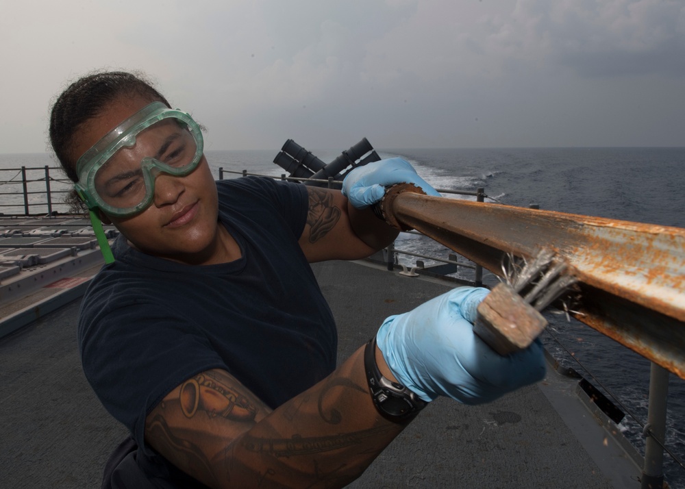 USS Lake Erie (CG 70) GMC holds fire arm training