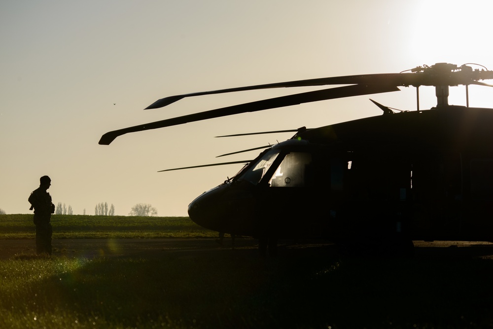 Air Cav Helicopters leave Belgium for Operation Atlantic Resolve
