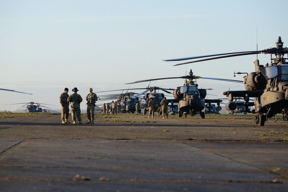 Air Cav Helicopters leave Belgium for Operation Atlantic Resolve