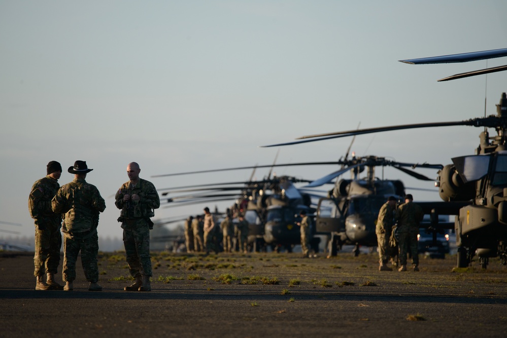 Air Cav Helicopters leave Belgium for Operation Atlantic Resolve