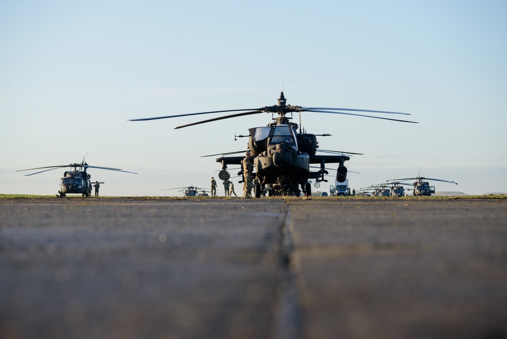 Air Cav Helicopters leave Belgium for Operation Atlantic Resolve