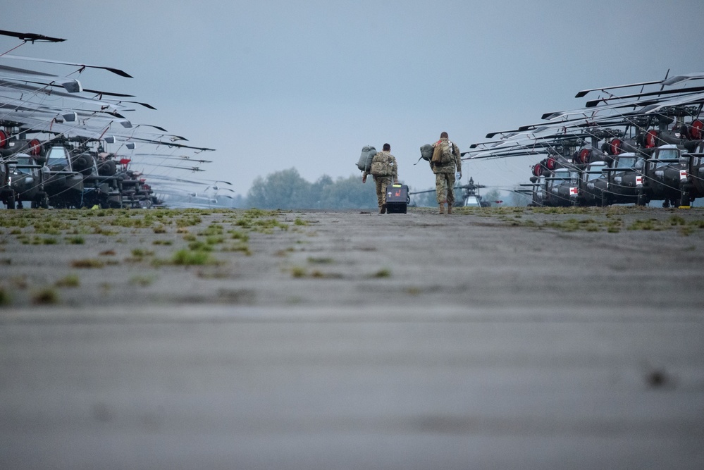 1ACB Helicopters Staged on Chievres Air Base Before Atlantic Resolve Rotation