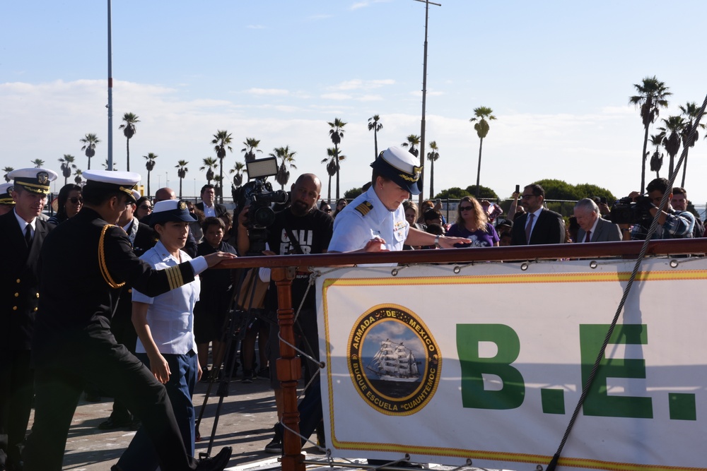 U.S. Coast Guard members visit the Cuauhtémoc