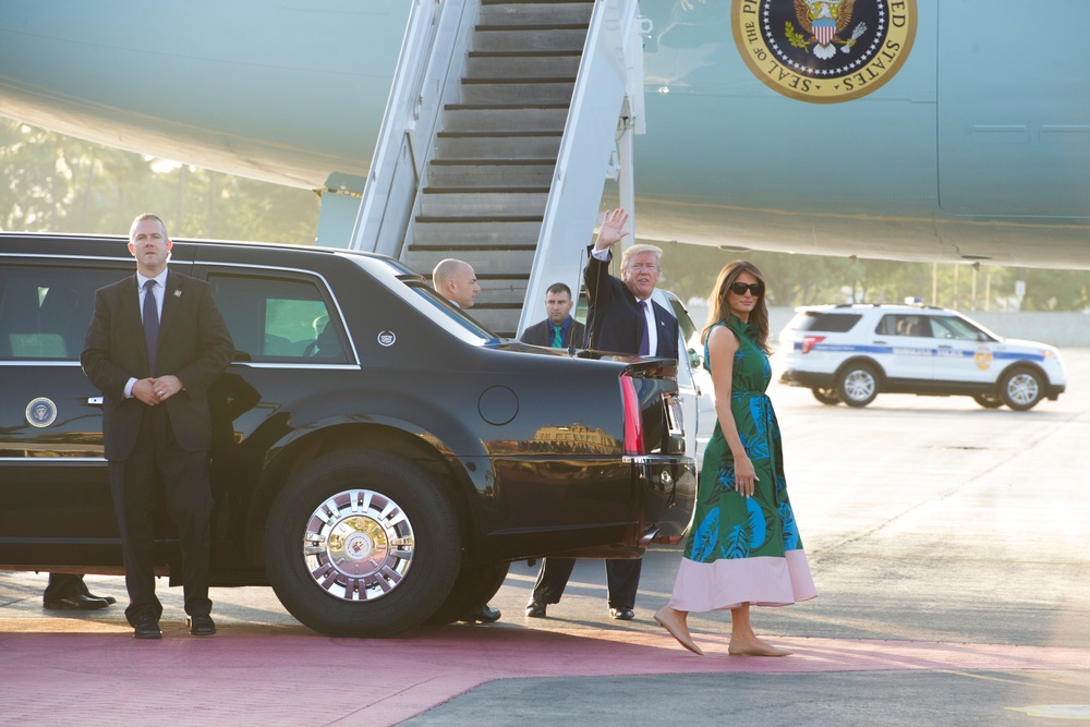 President Trump and first lady Melania Trump depart Hawaii for Japan