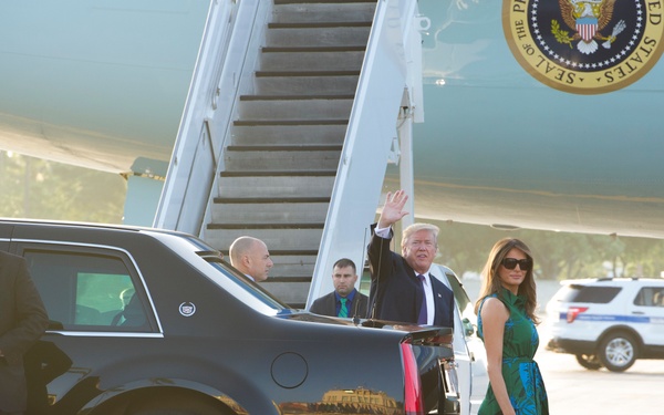 President Trump and first lady Melania Trump depart Hawaii for Japan