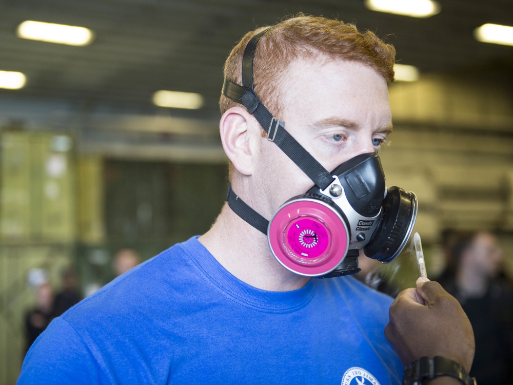 USS Iwo Jima (LHD 7) Conducts Respirator Fit Test