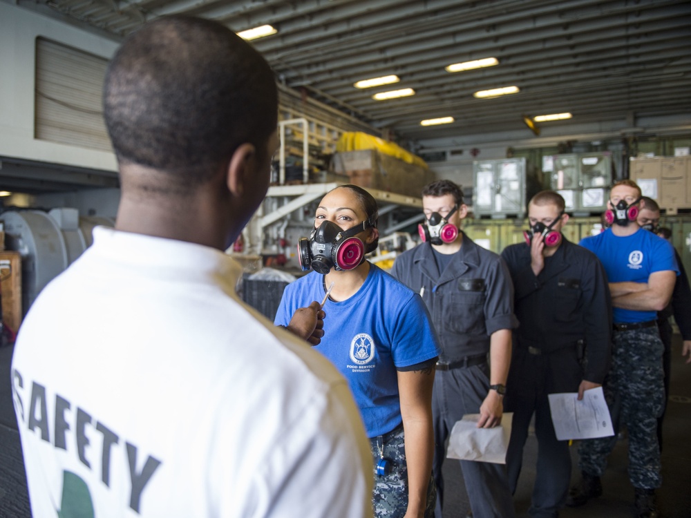 USS Iwo Jima (LHD 7) Conducts Respirator Fit Test