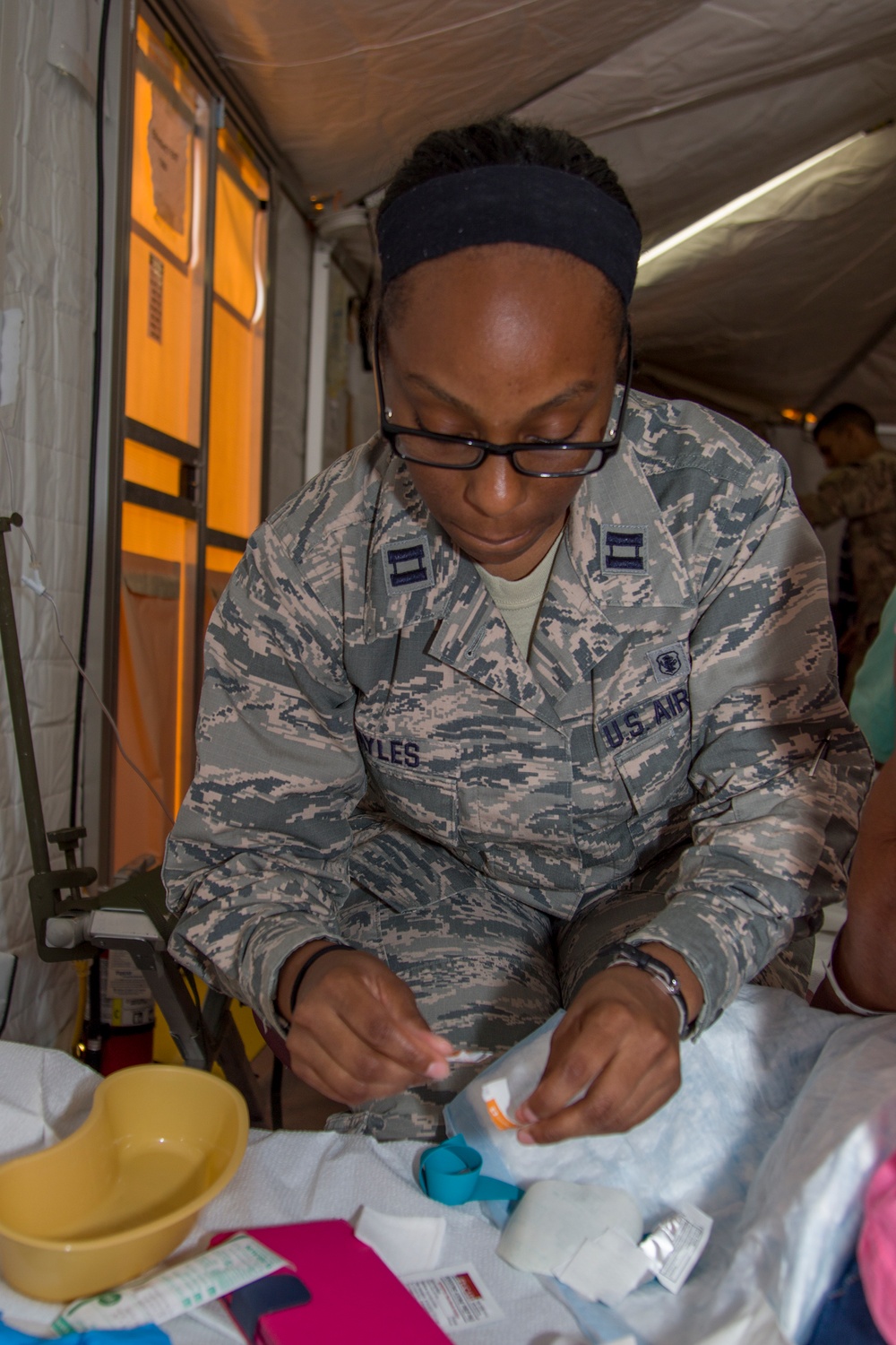 Airman Prepares Medical Supplies