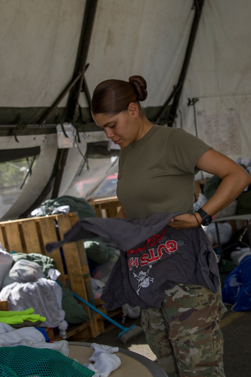 Soldier Folds Laundry